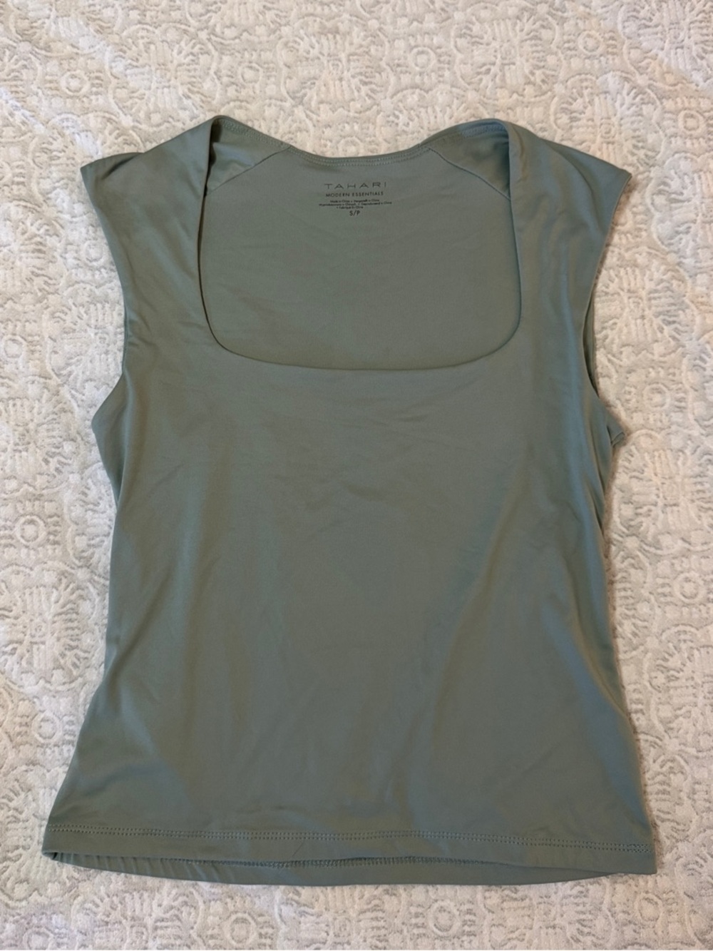 Tahari Square-Neck Sleeveless Tank in Sage